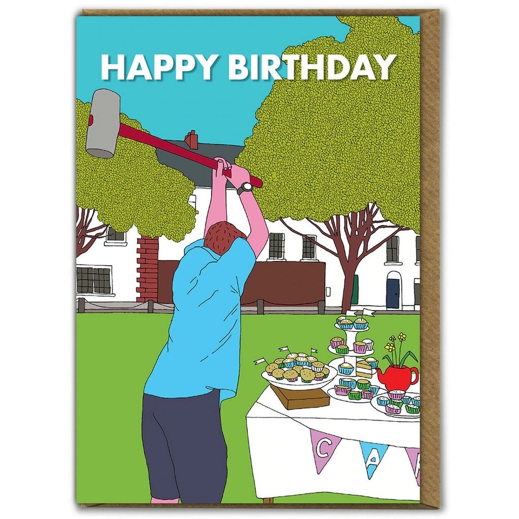 HAPPY BIRTHDAY CAKE MALLET GREETINGS CARD