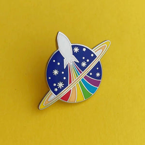 Space Gay Enamel Pin