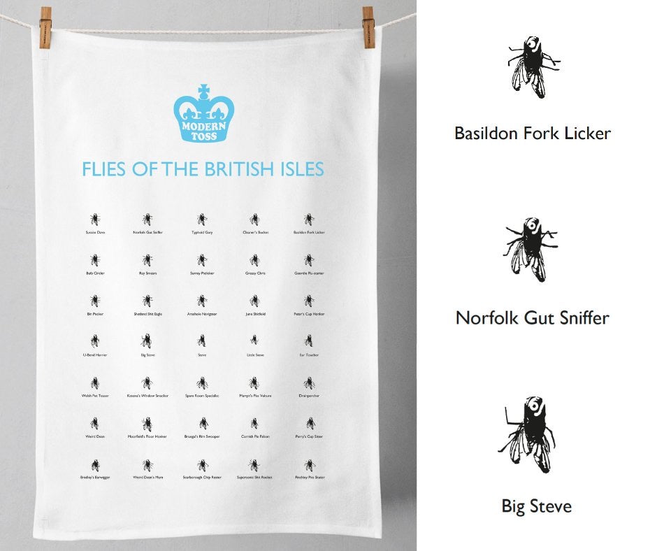 SALE - Flies of the British Isles Tea Towel