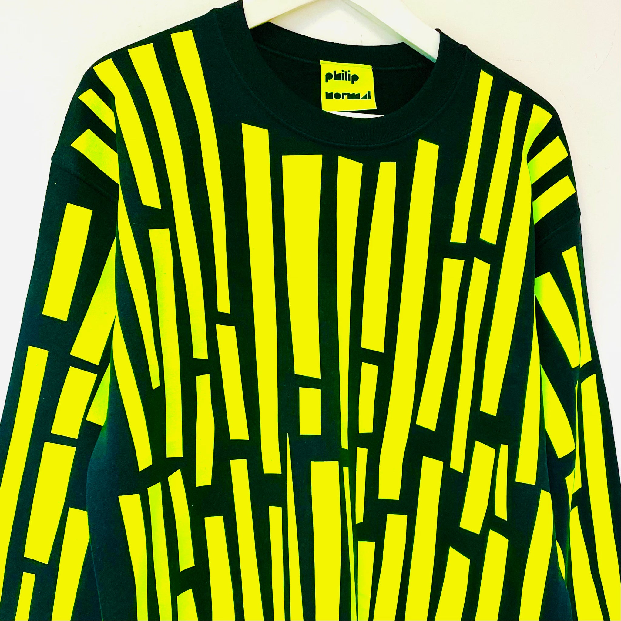 Neon Yellow Off-cuts Sweatshirt - Black