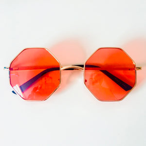Red Octagonal Sunglasses