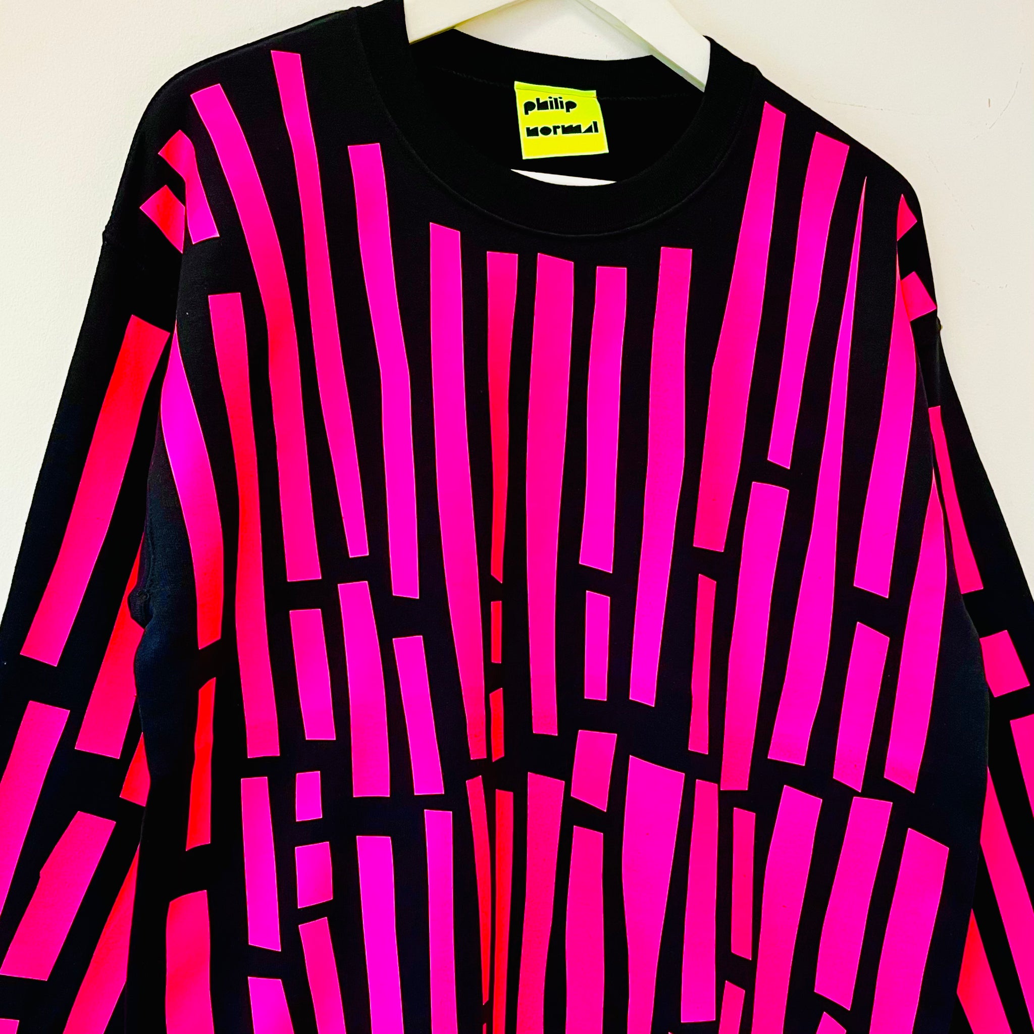 Neon Pink Off-Cuts Sweatshirt - Black
