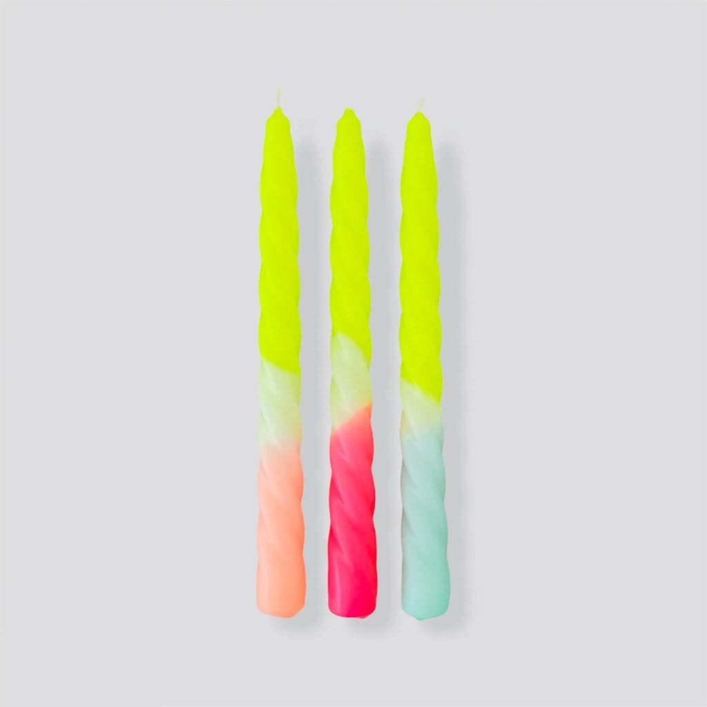 Dip Dye Twisted Neon Candles - Ice Cream Yellow