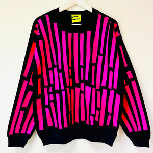 Neon Pink Off-Cuts Sweatshirt - Black