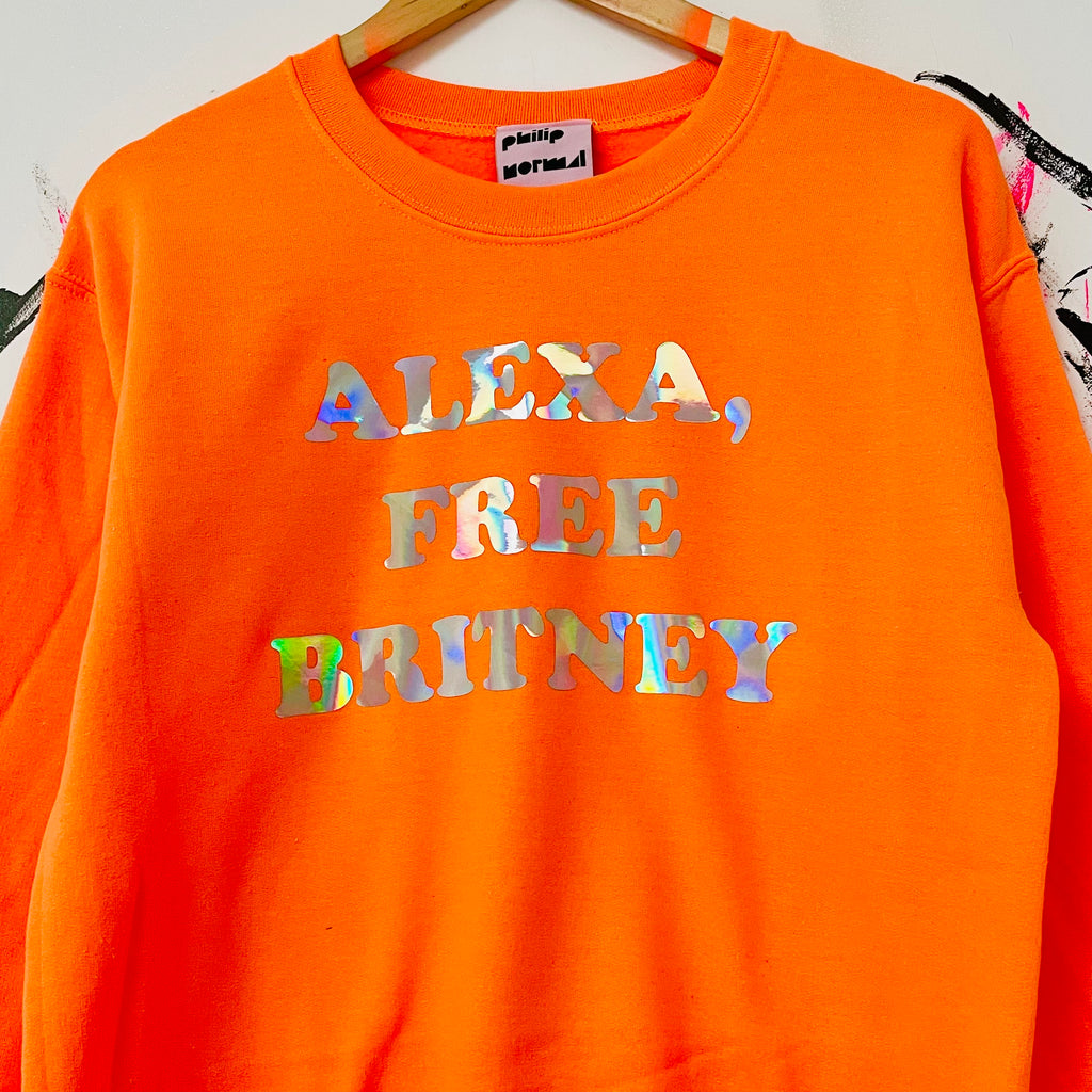 Alexa, Free Britney Sweatshirt - Neon Orange